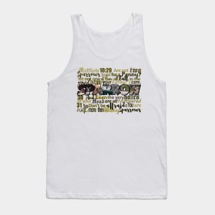 Matthew 10:29-31 Sparrow Big Letter Word Art Tank Top